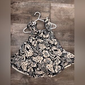 Floral Black and Tan Kids Dress
